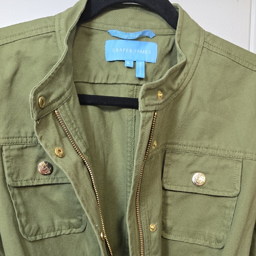 Draper James Khaki Jacket with Gold Accents